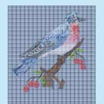 DEMETRIA BOTEZ - BRODERIE IN CRUCE PASARE ALBASTRA 