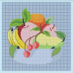DEMETRIA BOTEZ - BRODERIE IN CRUCE BOL CU FRUCTE 